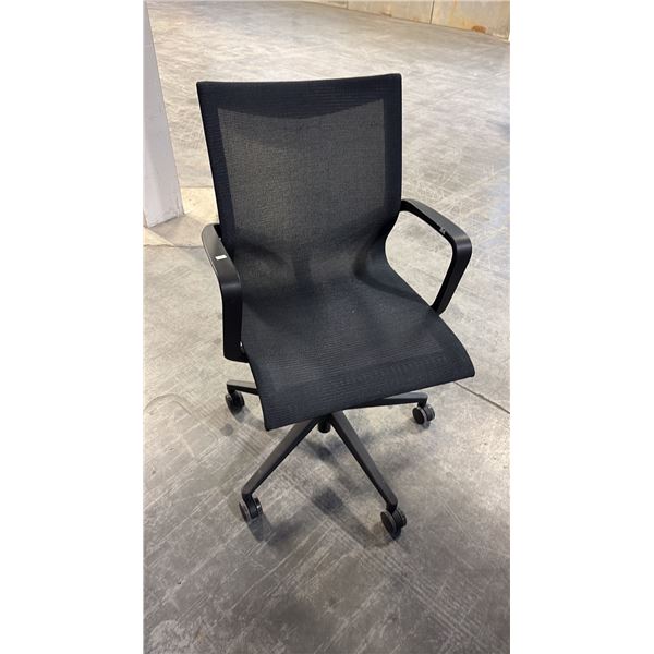 HEARTWOOD BARCELONA BLACK MESH TILTED CHAIR