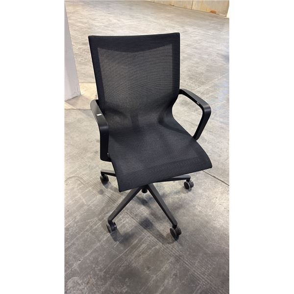 HEARTWOOD BARCELONA BLACK MESH TILTED CHAIR