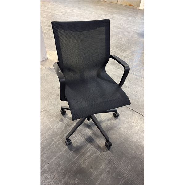HEARTWOOD BARCELONA BLACK MESH TILTED CHAIR