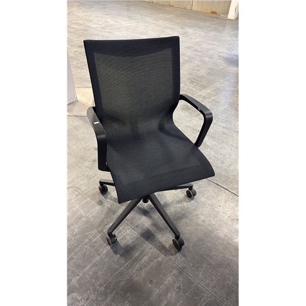 HEARTWOOD BARCELONA BLACK MESH TILTED CHAIR