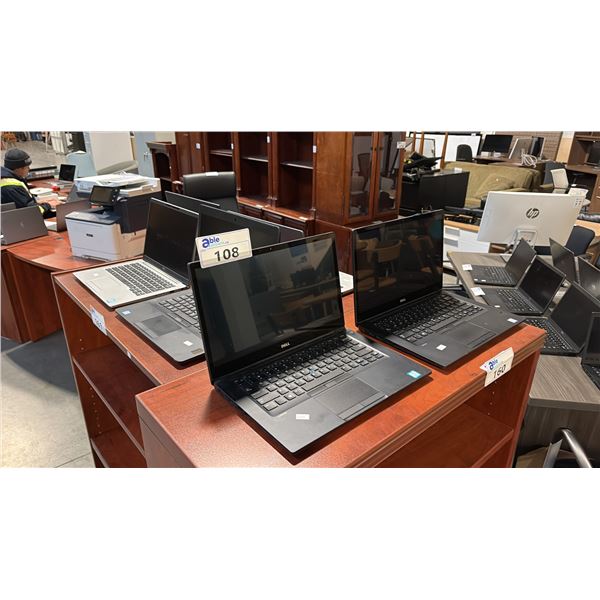 6 ASSORTED DELL 14" NOTEBOOK COMPUTERS SOME CONDITION ISSUES - NO POWER SUPPLY
