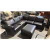 BLACK 8' X 8' SECTIONAL W/ OTTOMAN -  COSMETIC ISSUES