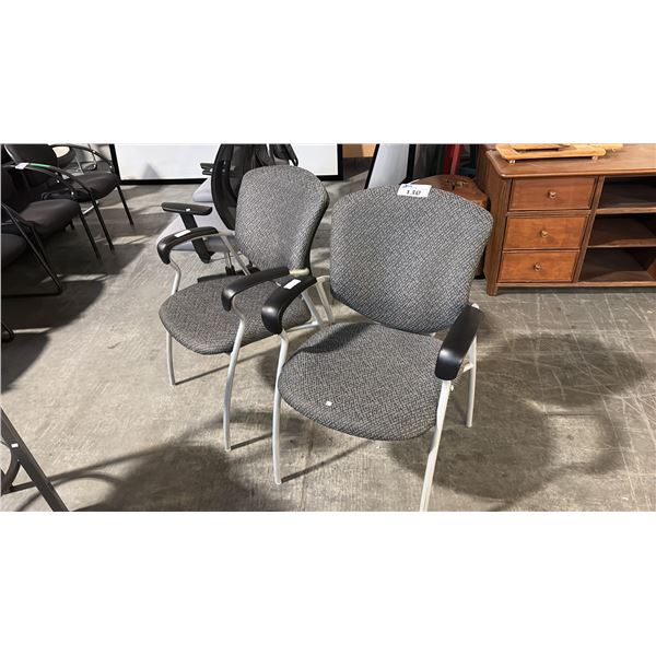 2 GREY PATTERNED CLIENT CHAIRS