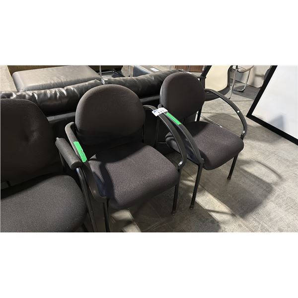 2 BLACK PATTERNED CLIENT CHAIRS
