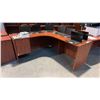 CHERRY CORNER OFFICE DESK D66" X W71" W/ DRAWERS