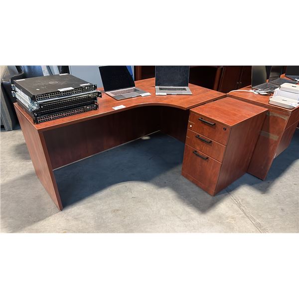 CHERRY 66  IN OFFICE DESK AND 3-DRAWER PEDESTAL