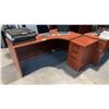 CHERRY 66" IN OFFICE DESK AND 3-DRAWER PEDESTAL
