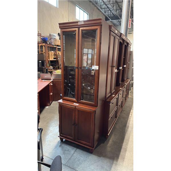 CHERRY WOOD/GLASS CABINET D18" X W28" X H79"