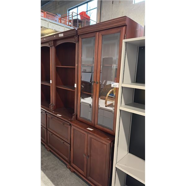 CHERRY WOOD/GLASS CABINET D18" X W28" X H79"