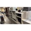 5 GREY ASSORTED BOOK SHELVES, MUST TAKE ALL