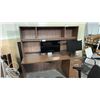 BROWN WOOD PATTERN COMPUTER DESK W/ HUTCH D32" X W72" X H67"