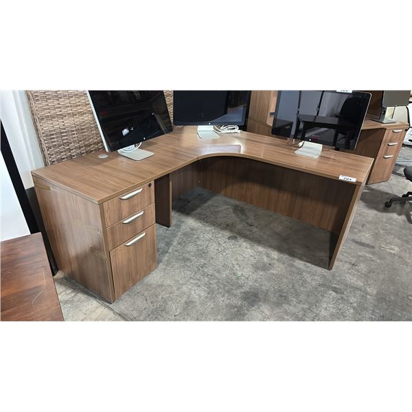 BROWN WOOD PATTERN 66" X 66" CORNER DESK
