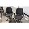 Image 1 : 2 BLACK MID-BACK OFFICE CHAIRS - WITH COSMETIC ISSUES