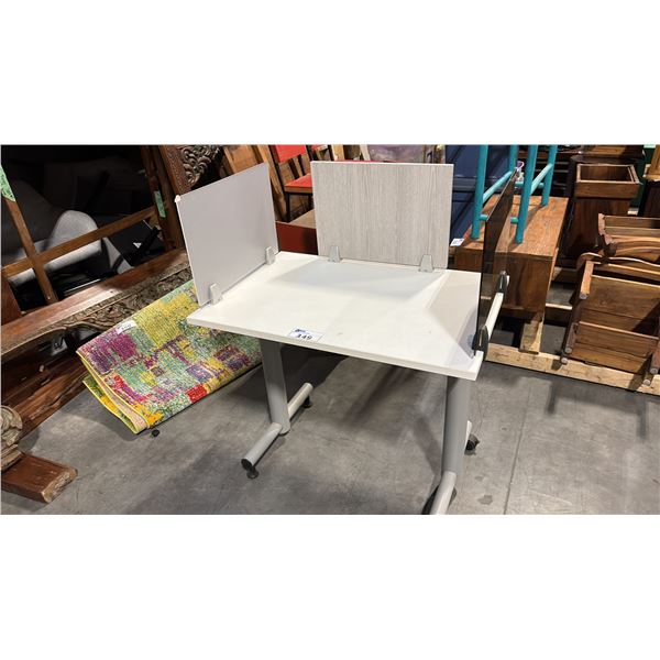 WHITE STUDENT DESK W/ PRIVACY DIVIDERS