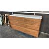 NATURAL WALNUT/BEIGE COMPUTER DESK 24" X 72" X 30" - W/ MINOR COSMETIC DAMAGE