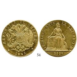 Santiago, Chile, 8 escudos, 1848JM.