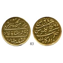 India (British), Madras Presidency, mohur, Alamgir II, Arcot mint, date AH1172 year 6 (1758-62) but