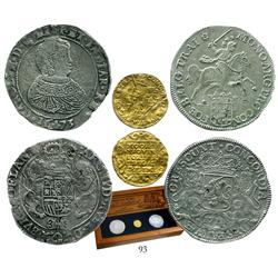 Utrecht, United Netherlands, ducat, 1711, housed in promotional box along with 2 silver ducatoons (F