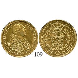 Madrid, Spain, bust 2 escudos, Charles IV, 1801FA, contemporary counterfeit made in gold-plated PLAT