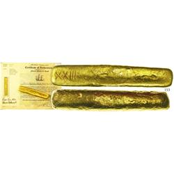 Gold "finger" bar #10, 687 grams, 23.5K, believed to be either contraband-, church- or tax-related s
