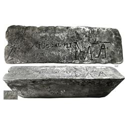 Large silver bar #523, 87 lb 6.88 oz troy, 2380/2400 fine, Class Factor 0.8.