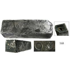 Neatly formed silver ingot, 1950 grams, about 98.5% fine, with stamps of the Zeeland chamber of the