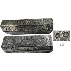 Neatly formed silver ingot, 1960 grams, about 98.5% fine, with stamps of the Zeeland chamber of the