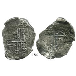 Mexico City, Mexico, cob 8 reales, Philip III, assayer D, Grade 2.