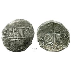 Potosi, Bolivia, cob 8 reales, Philip II, assayer B (5th period), Grade 2, original certificate and