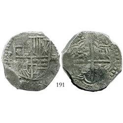 Potosi, Bolivia, cob 8 reales, (161)8T, quadrants of cross transposed, Grade-1 quality (certificate