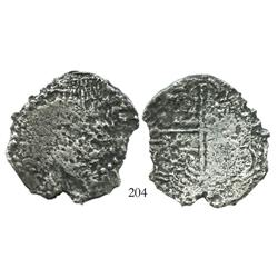 Potosi, Bolivia, cob 8 reales, Philip III, assayer not visible, Grade 4.