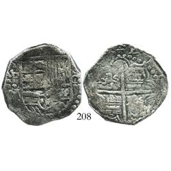 Potosi, Bolivia, cob 4 reales, Philip III, assayer M, quadrants of cross transposed (scarce for this