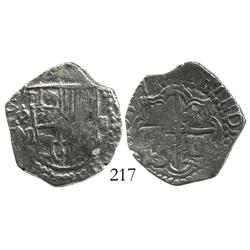 Potosi, Bolivia, cob 2 reales, 1617M, Grade 1.
