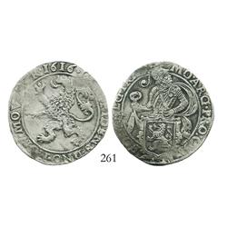 Utrecht, United Netherlands, half "lion" daalder, 1616, scarce, choice.