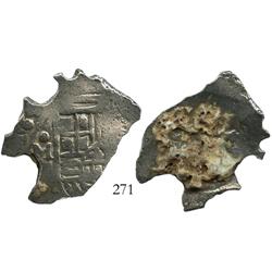 Mexico City, Mexico, cob 4 reales, 164(0)(P), coral-encrusted on reverse.