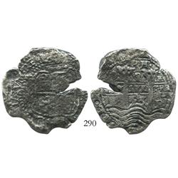Potosi, Bolivia, cob 8 reales, 1653E, PH at top.