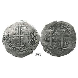 Potosi, Bolivia, cob 8 reales, 1654E, PH at top.