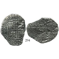 Potosi, Bolivia, cob 8 reales, 1654E.