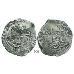 Potosi, Bolivia, cob 8 reales, 1657E.