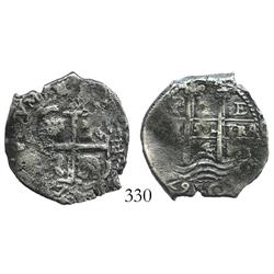Potosi, Bolivia, cob 2 reales, 1674E.