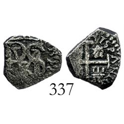 Bogota, Colombia, cob 1/2 real, Philip IV?, partial date 16(??) to right of monogram, rare.