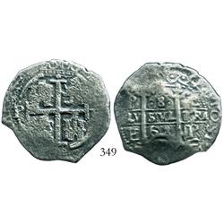 Potosi, Bolivia, cob 8 reales, 1668E.