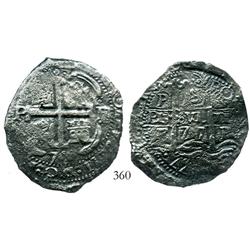 Potosi, Bolivia, cob 8 reales, 1677E.