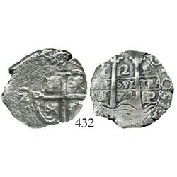 Potosi, Bolivia, cob 2 reales, 1674E, encapsulated ANACS VF-30.