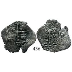 Potosi, Bolivia, cob 2 reales, 1677E.