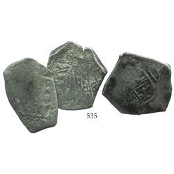 Lot of 3 Mexico City, Mexico, cob 8 reales, various periods, assayers not visible, one with importan