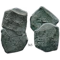 Lot of 2 Mexico City, Mexico, cob 8 reales, Philip V, assayer not visible.