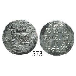 Zeeland, United Netherlands, 2 stuivers, 1724, important as the key to identifying the wreck.