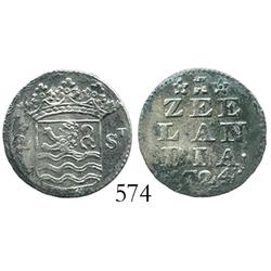 Zeeland, United Netherlands, 2 stuivers, 1724, important as the key to identifying the wreck.