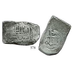 Mexico City, Mexico, cob 8 reales, Philip V, assayer not visible.